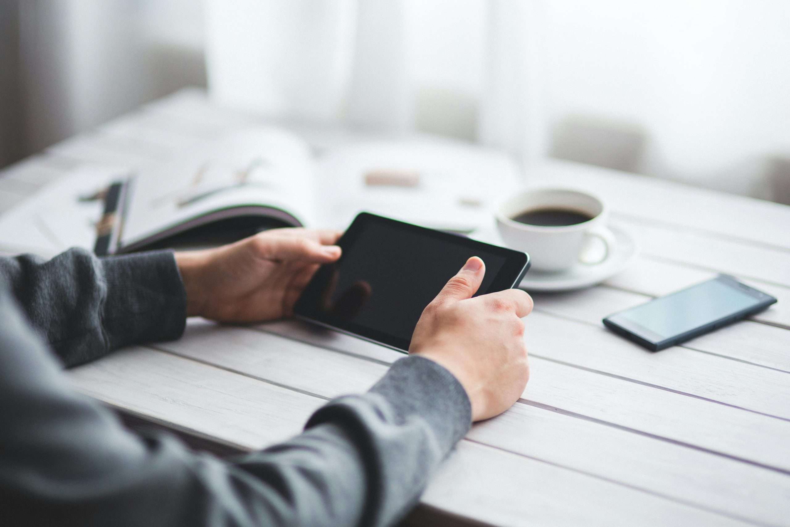 person using tablet