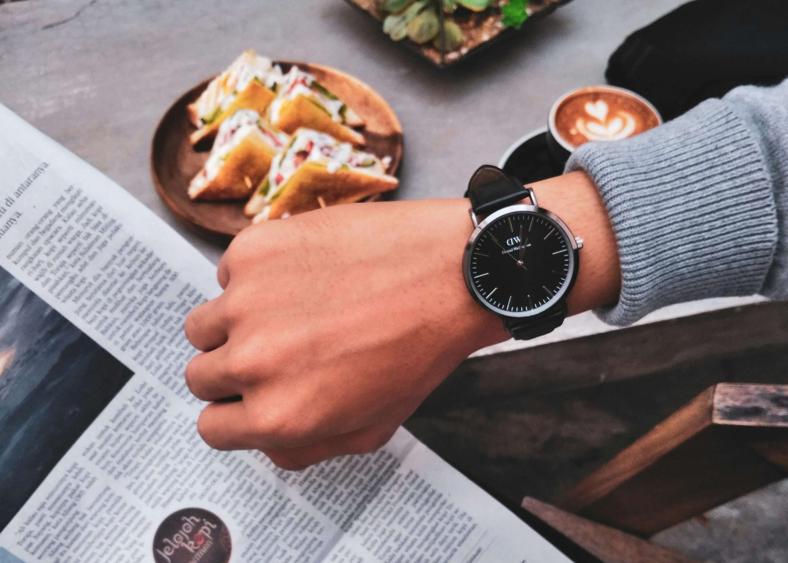 checking wrist watch